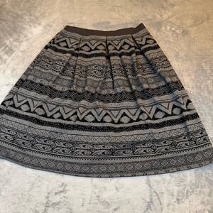 Studio 253 Geometric A-Line Skirt Womens Small Gray Aztec Print Elastic Waist